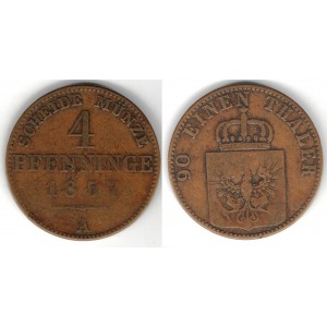 Prussia - 4 Pfennige 1857A, Frederick Wiliam IV. (1846-1860)