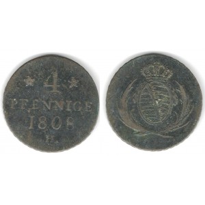 Nemecko / Saxony - 4 Phennig 1808 H, Frederick August I. (1808-1810)